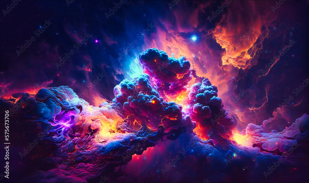 Fototapeta premium They marveled at the beauty of a nearby nebula, its swirling clouds of gas and dust like an abstract painting in the cosmos
