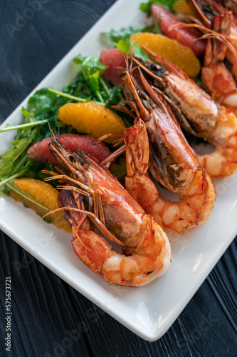 Grilled tiger prawns or shr...