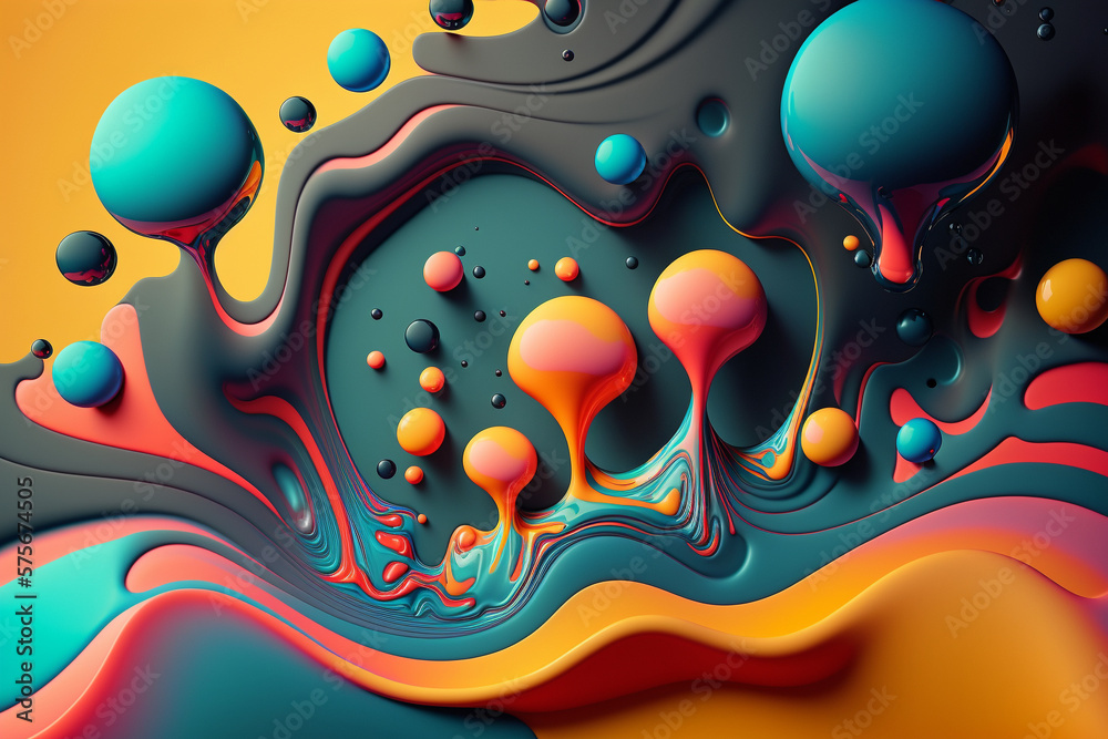Floating Colors: Abstract Stock Illustration with floating colors. Ai generated.