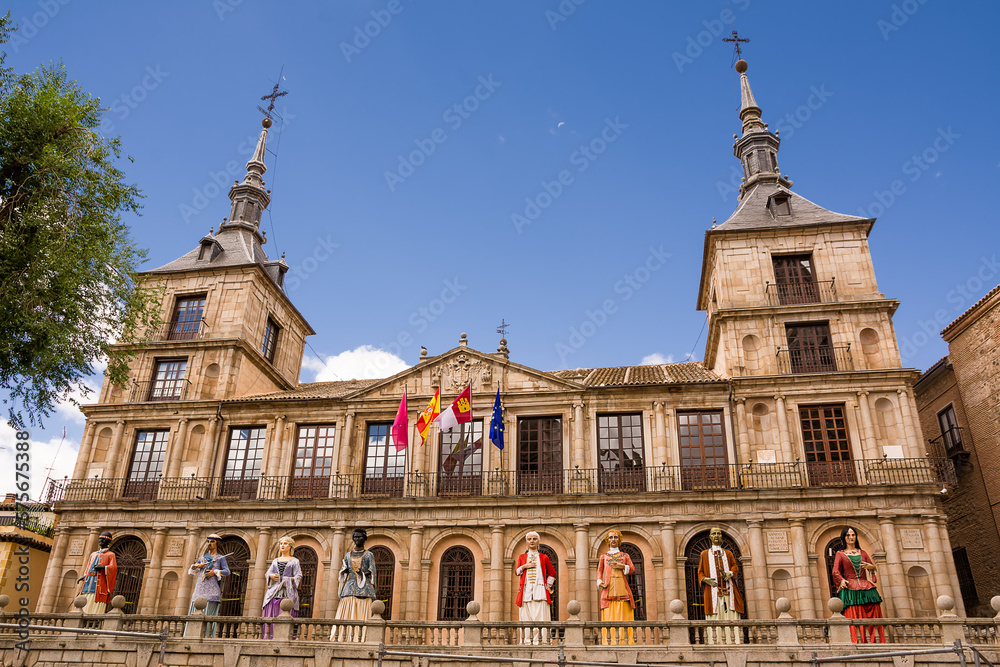 Facade of the building of the municipality of Toledo, Castilla La Mancha, Spain