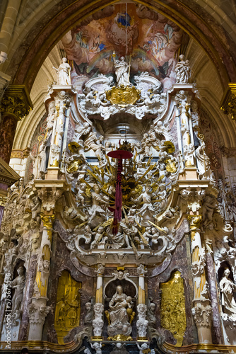 Detail of the Tabernacle in El Transparente  a work from 1730 inside Toledo Cathedral  Spain.