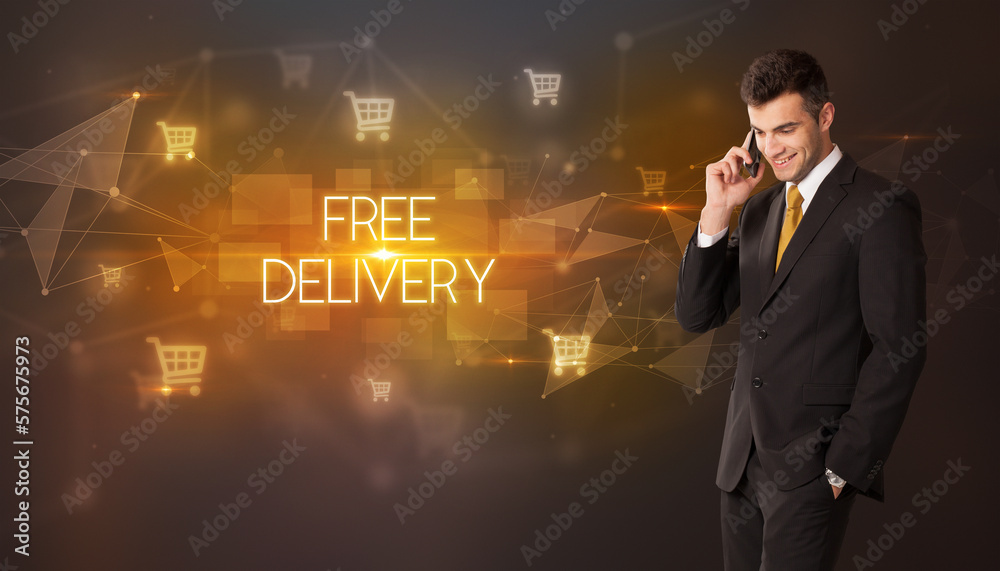 Businessman thinking about shopping concept Businessman thinking about shopping concept