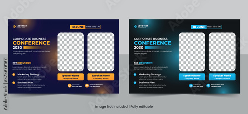 Abstract business conference event flyer template and landscape Online webinar poster banner design