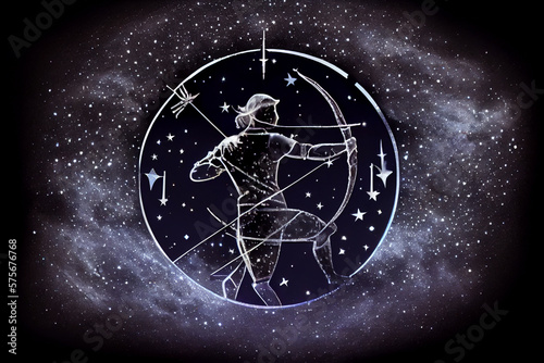 Constellation Sagittarius in the starry sky. AI generated