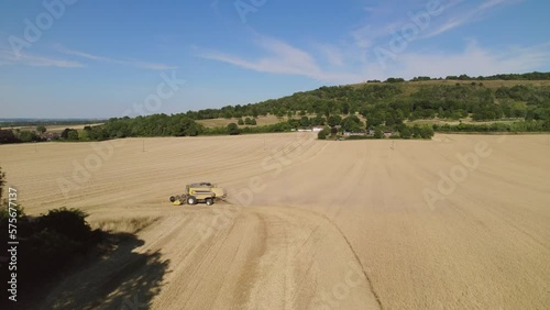 Coombe Hill Buckinghamshire Countryside Combine At Work Wide Field Aerial Drone 1 photo