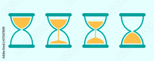 Set of hourglass vector icons. Running hourglass. Old timer. Vector 10 Eps.
