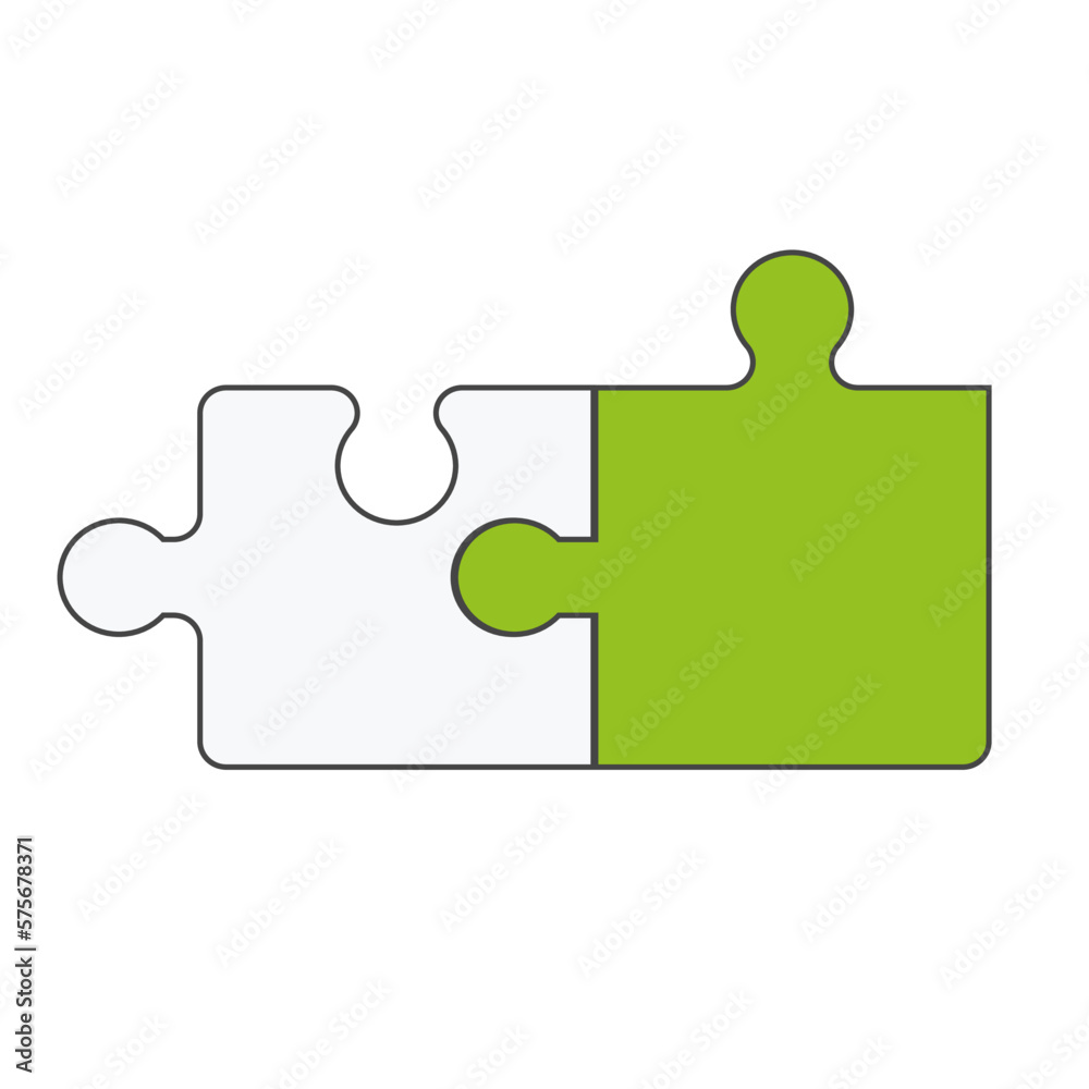 Puzzle Zwei Elemente Weiß Grün Verbindung
