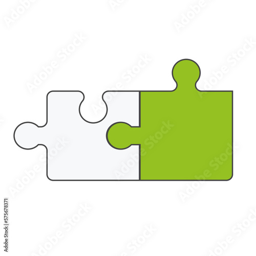 Puzzle Zwei Elemente Weiß Grün Verbindung