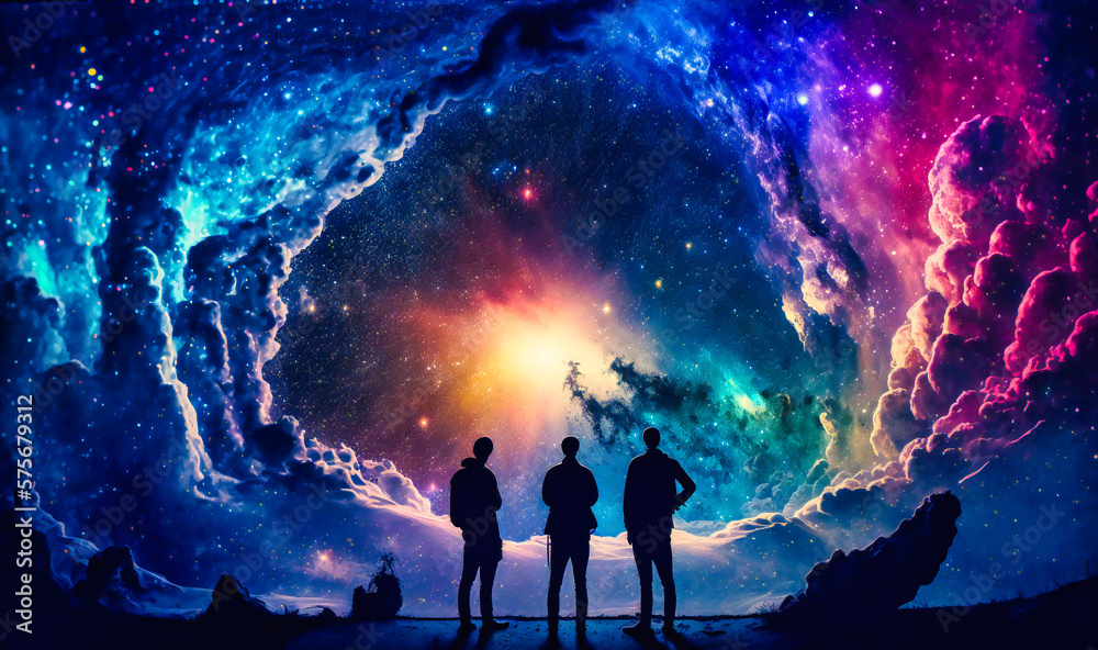 The crew gazed out at a massive galaxy cluster, a collection of hundreds of galaxies bound together by gravity The crew gazed out at a massive galaxy cluster, a collection of hundreds of galaxies bound together by gravity