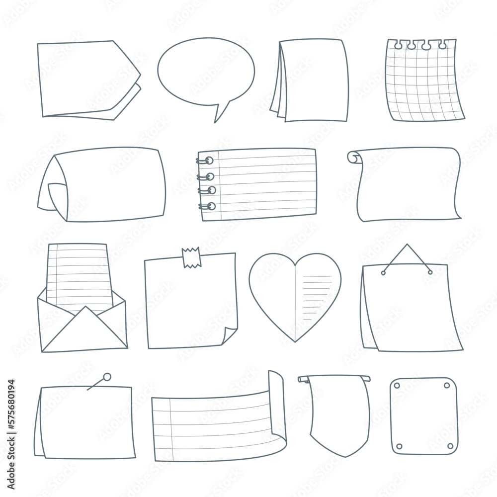 Conjunto de elementos para notas dibujadas a mano 