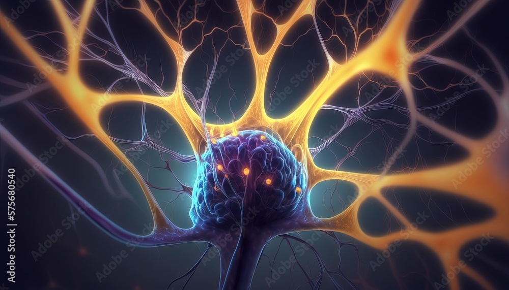 Synapses neurales scientifiques multicolores du cerveau humain. Idéal comme fond d'écran.