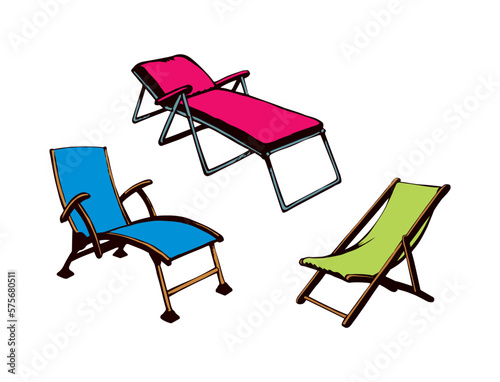 Beach chair. Vector freehand drawing