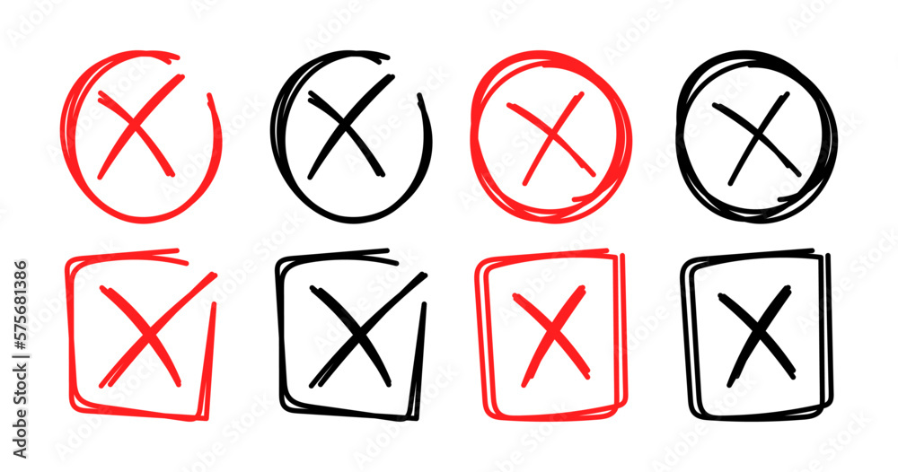 Set of hand drawn Cross Mark Set of hand drawn Cross Mark