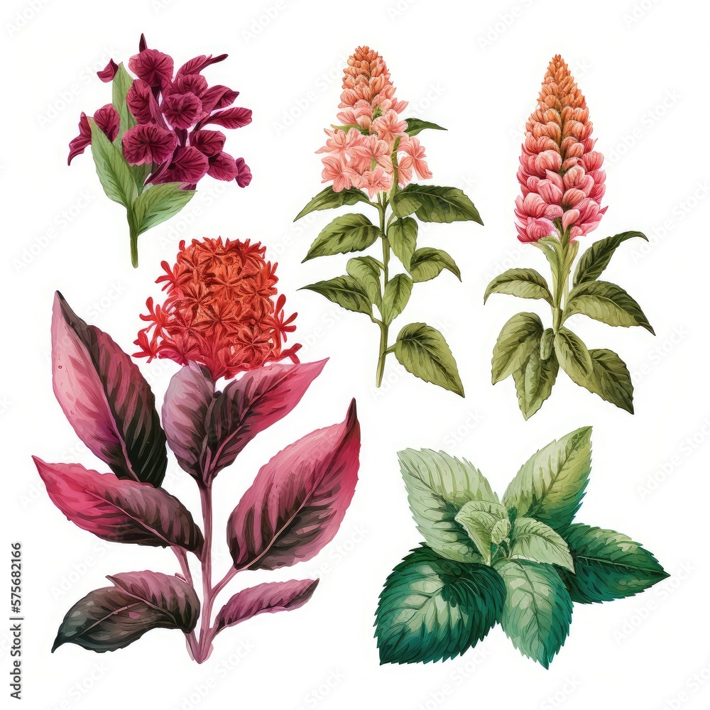 Naklejka premium set of flowers isolated