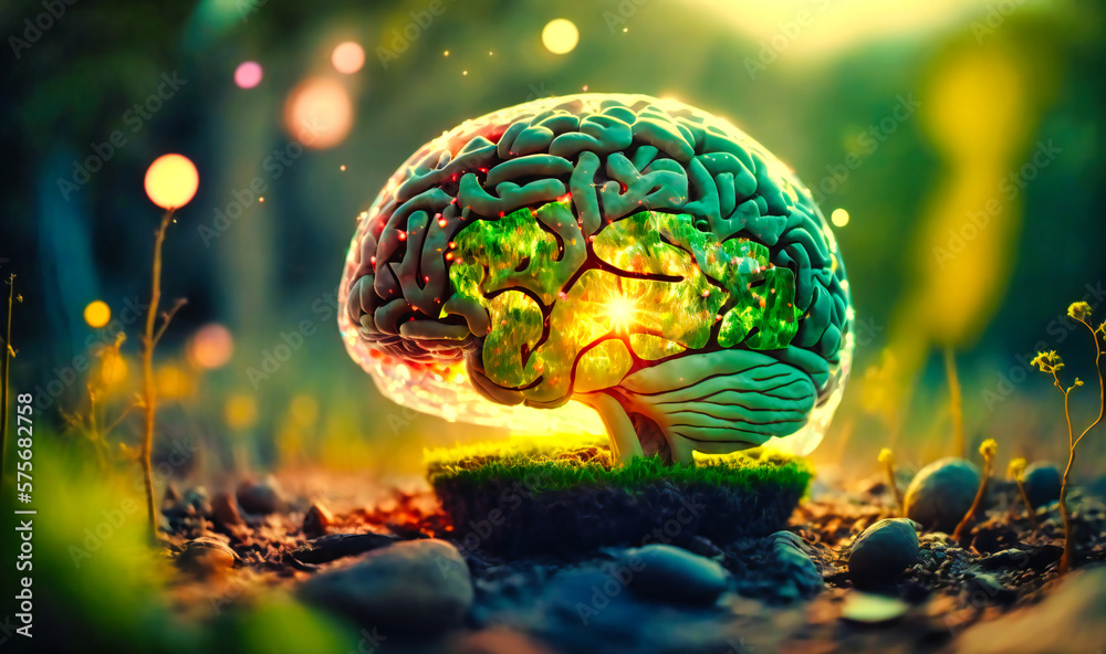 A stunning illustration of the human brain exploding with ideas and