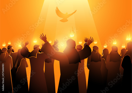 Billede på lærred Biblical Silhouette Pentecost Holy Spirit ok