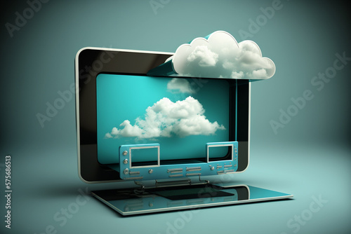Cloud Computing Illustration. Ai generated.