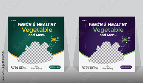 Fresh organic vegetable delivery social media post template in free vector.