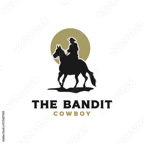 Vector western bandit wild west cowboy logo design