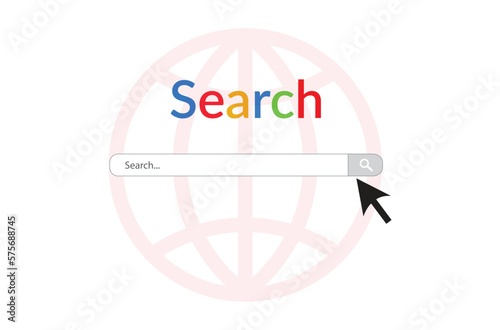 Globe earth vector icon, Search ber, vector address symbol of text web form templates