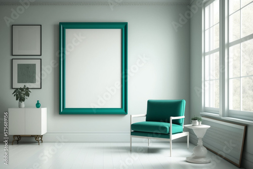 Midcentury, White and Teal Room