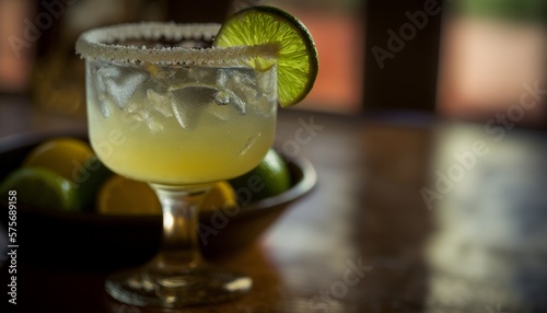 Принти на полотні Margarita - A classic cocktail made with tequila, lime juice, and Cointreau or t