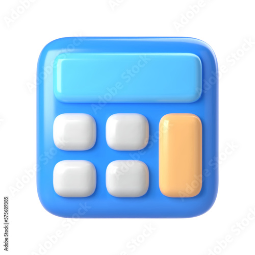 Calculator, math device. Financial analytics, bookkeeping, budget, debit, credit calculations concept. 3d vector icon.