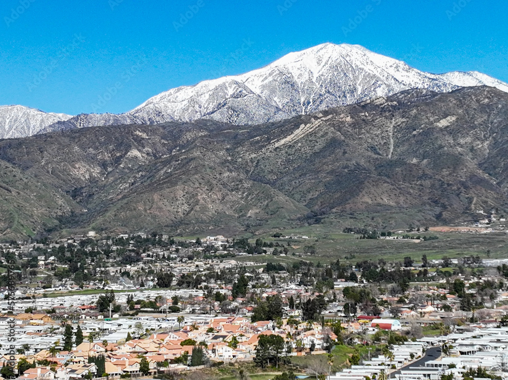 Yucaipa, California, Looking at the Snow Covered San Gorgonio Mountains