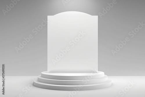 Platform or empty pedestal. Podium for product. White