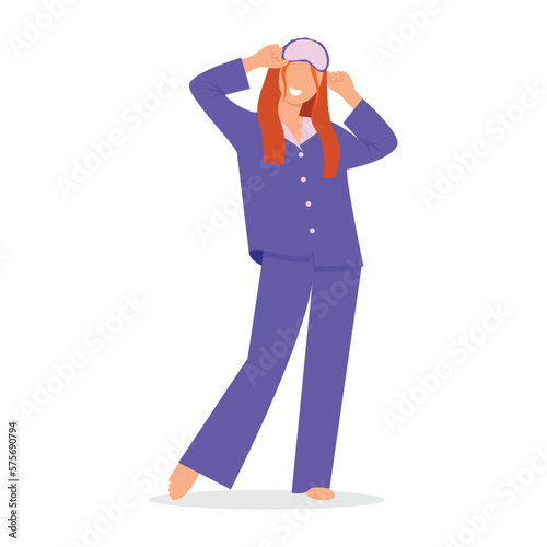 girl or woman in pajamas. Flat vector illustration.
