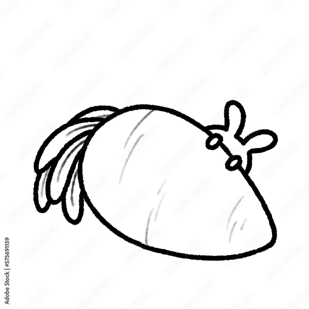Hand-drawn Line Giant carrot with rabbit in doodle style Hand-drawn Line Giant carrot with rabbit in doodle style