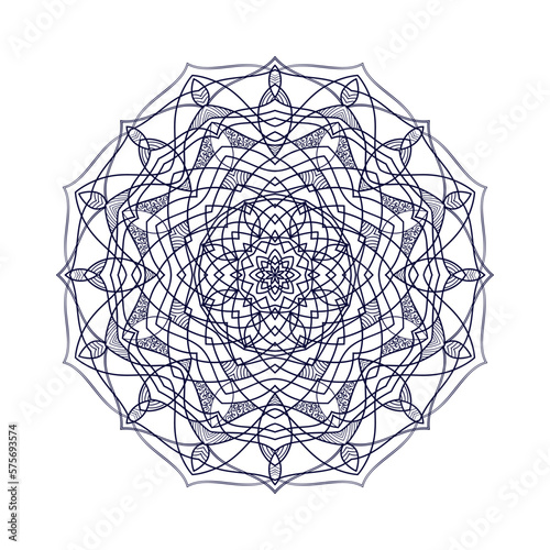 Hand drawn circular floral mandala pattern for Henna, Mehndi, tattoo, decoration. Decorative ornament in ethnic oriental style. Outline doodle hand draw vector anti-stress photo