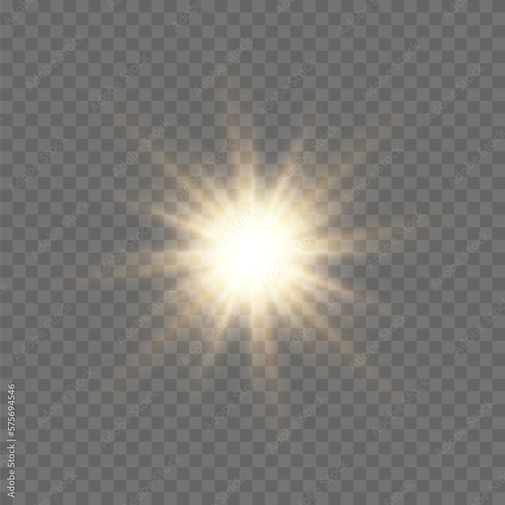 Bright Star. The star burst with brilliance. Yellow glowing light ...