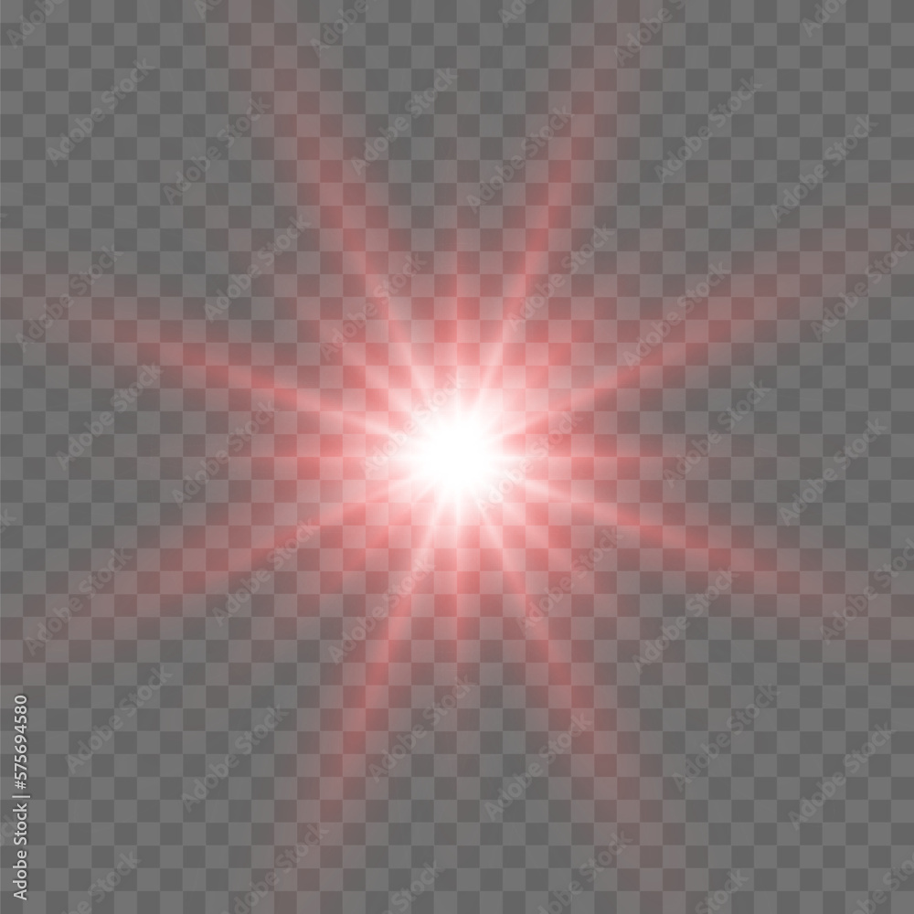 Explosion of red glowing light on transparent background. Vector ...