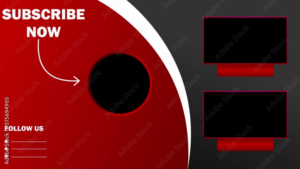 End screen colorful template design and subscribe button 4k animation