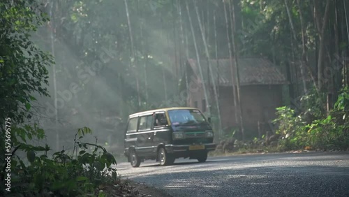 Wallpaper Mural A video of the morning atmosphere, filmed with a car driving along the road. Torontodigital.ca