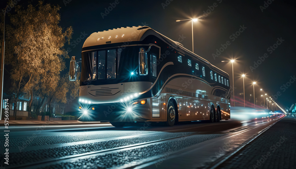 Relax in Comfort and Safety While Traveling by Bus at Night, Generative AI