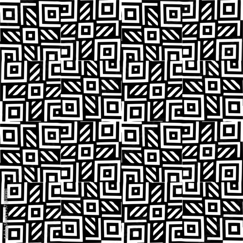 Seamless repeating pattern.Black and  white pattern  for decor  textile  fabric wallpapers and backgrounds.