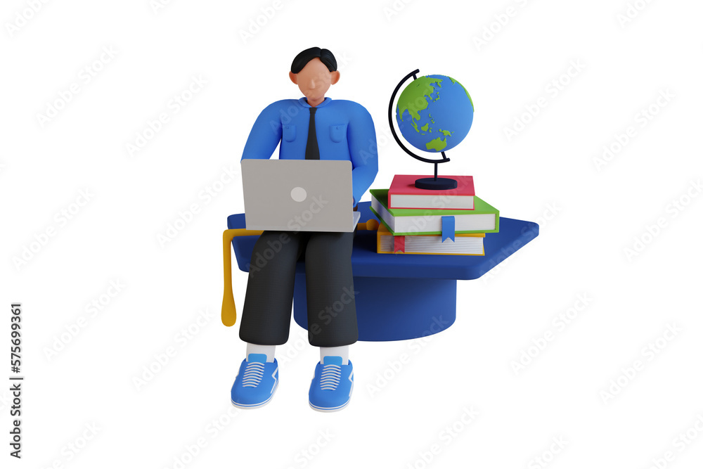 reading books 3d illustration