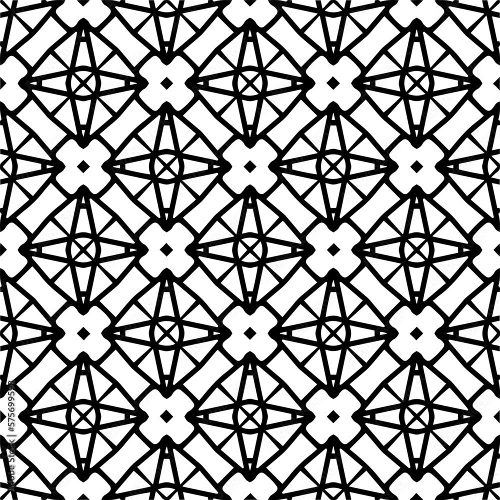 Vector geometric ornament in ethnic style. Seamless pattern with abstract shapes,Black and white color. Repeating pattern for decor, textile and fabric. Vector geometric ornament in ethnic style. Seamless pattern with abstract shapes,Black and white color. Repeating pattern for decor, textile and fabric.