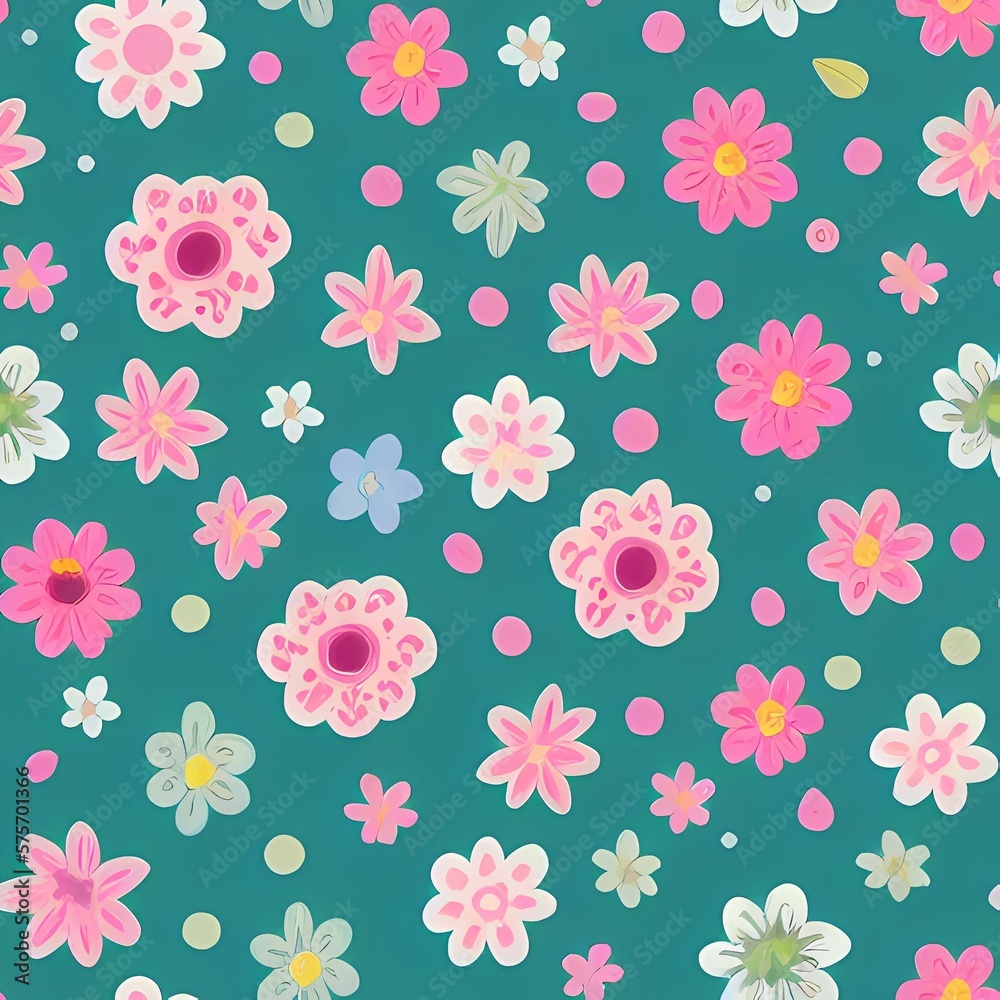 Seamless flower pattern created with generative ai technology Seamless flower pattern created with generative ai technology