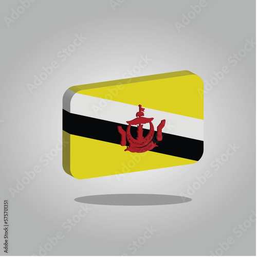 Brunei Darussalam Flag Vector 3D Ilustrator Flat Design photo