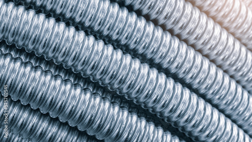 Canvastavla Stainless steel flexible pipes,  close-up mackro