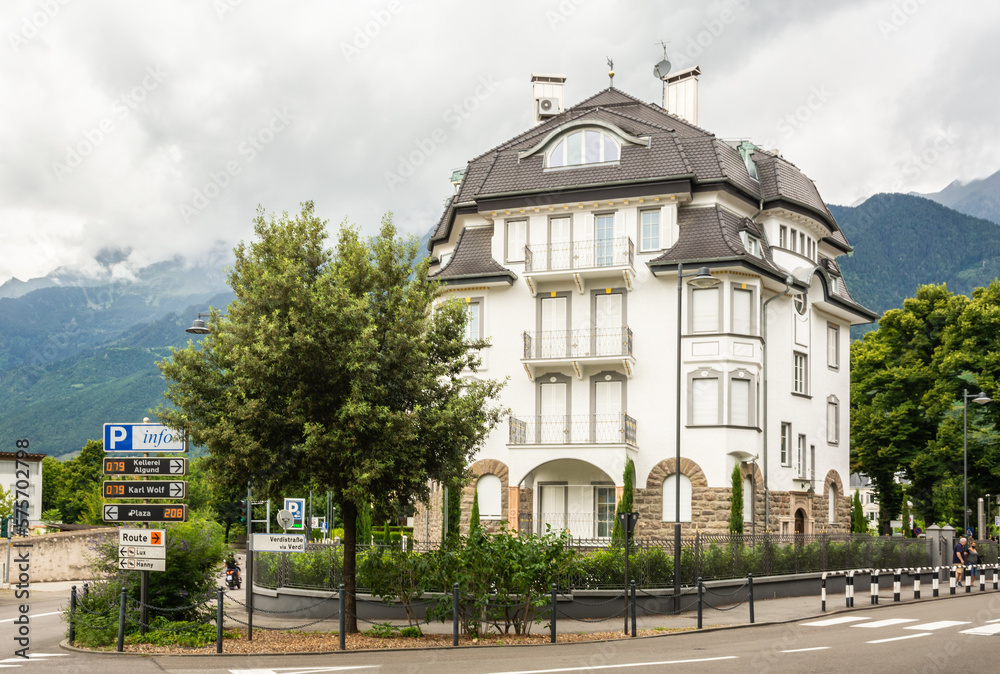 Woshing Haus Roemer Living Located in Merano, near Princess Castle, Main train station and Merano Theatre - Bolzano province, South Tyrol, northern Italy - Europe, Juli 16, 2020