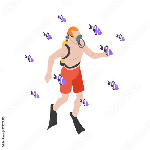 Scuba Diver Fishes Composition