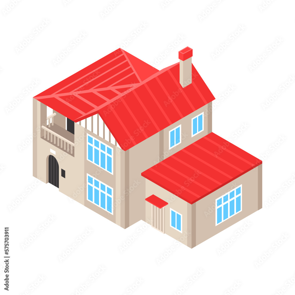 Big House Isometric Composition
