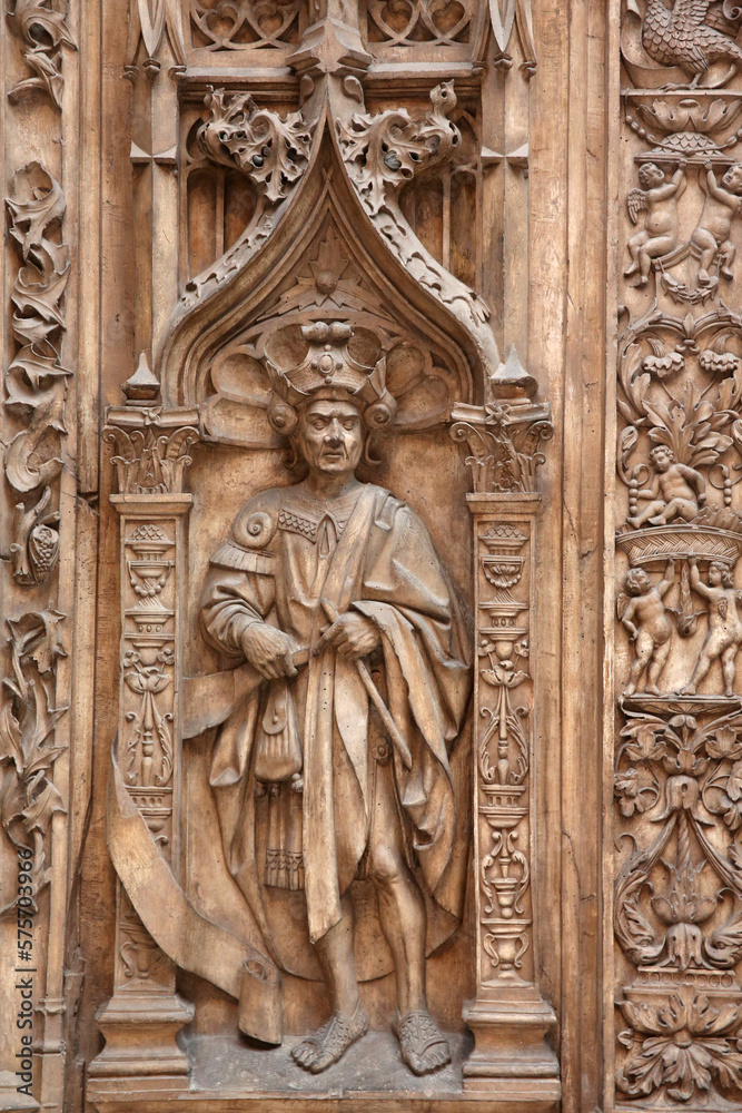CitŽ de l'architecture et du patrimoine (Museum of architecture & heritage), Paris. Copy of the portal of the western faade of Saint-Sauveur cathedral, d'Aix-en-Provence. France.