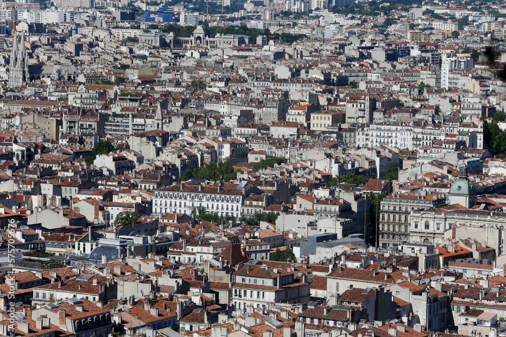 Marseille city seen from Notre Dame de la Garde basilica. France.