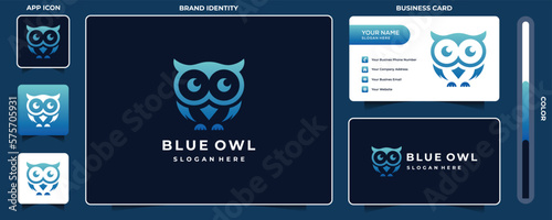 small owl logo business card and letterhead design vector