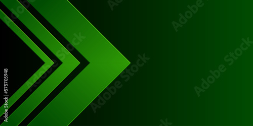 Green arrowhead right triangle. 3D gradient abstract background. Design element for template, card, cover, banner, poster, backdrop, wall. Vector illustration.